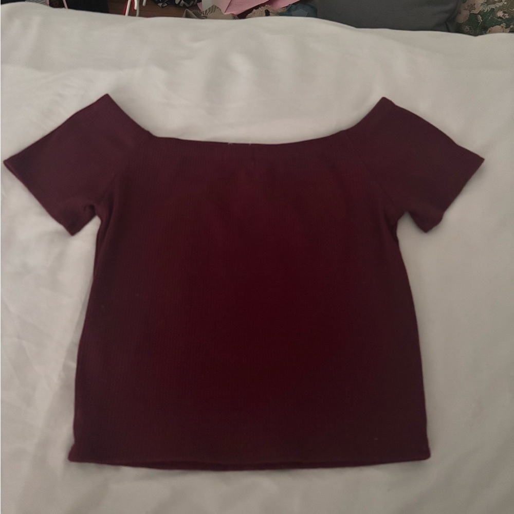Ardene Red Fitted Crop Blouse